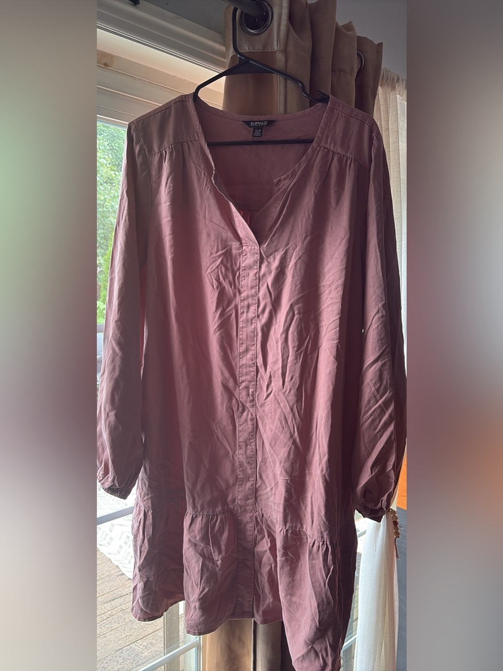 Women’s boho Long-Sleeve Dress - Dusty Rose